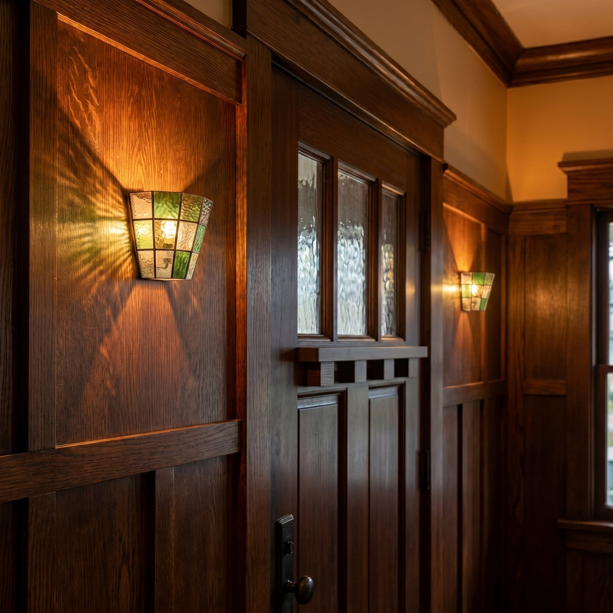 The Zola Sconce in smoky gray glass in a contemporary hallway.