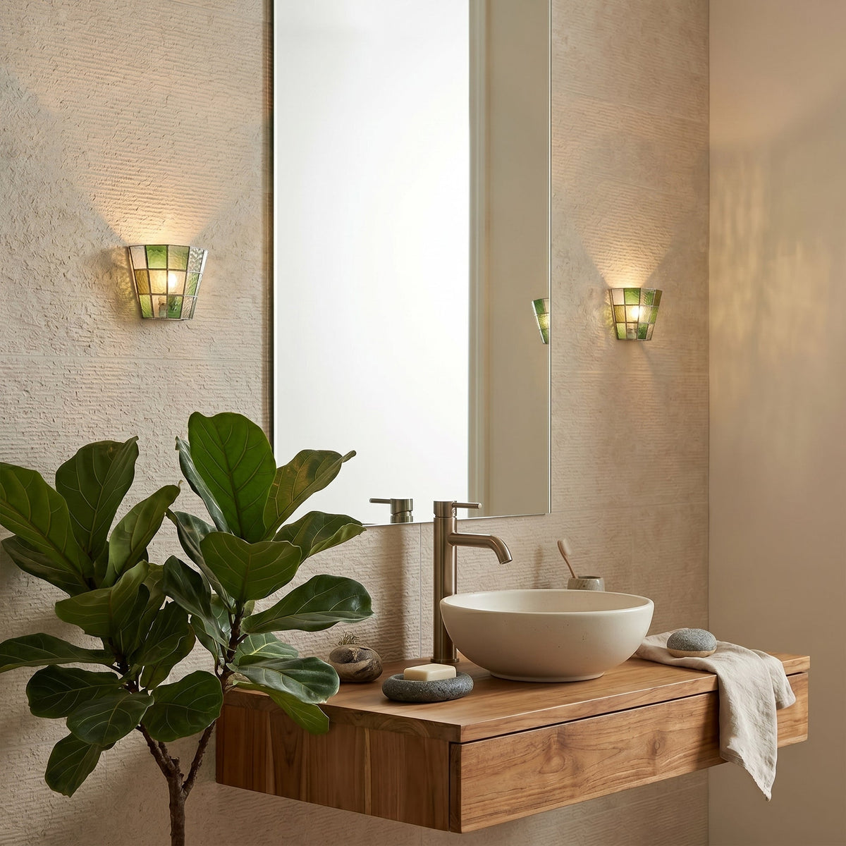 Front view of the Zola Glass Sconce in the smoky gray glass option.