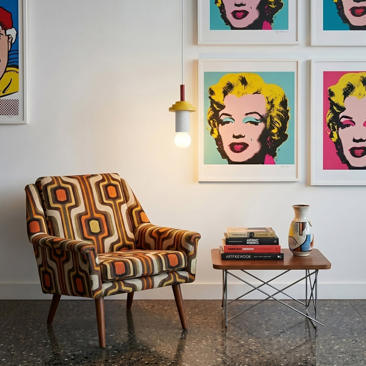 Klee Geometric Pendant Light, Model A, shown in yellow.
