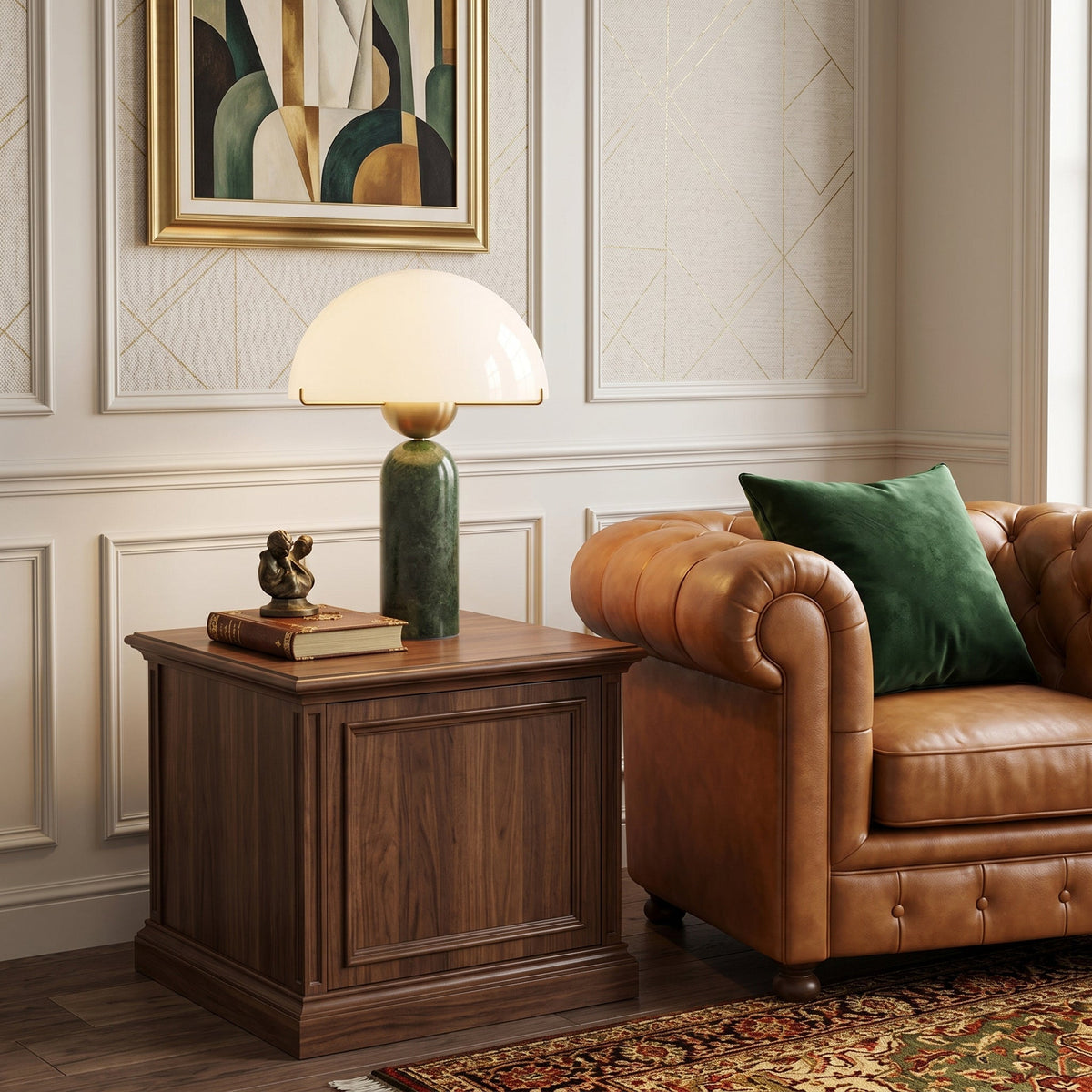 An alternative marble pattern, demonstrating the one-of-a-kind nature of each lamp.