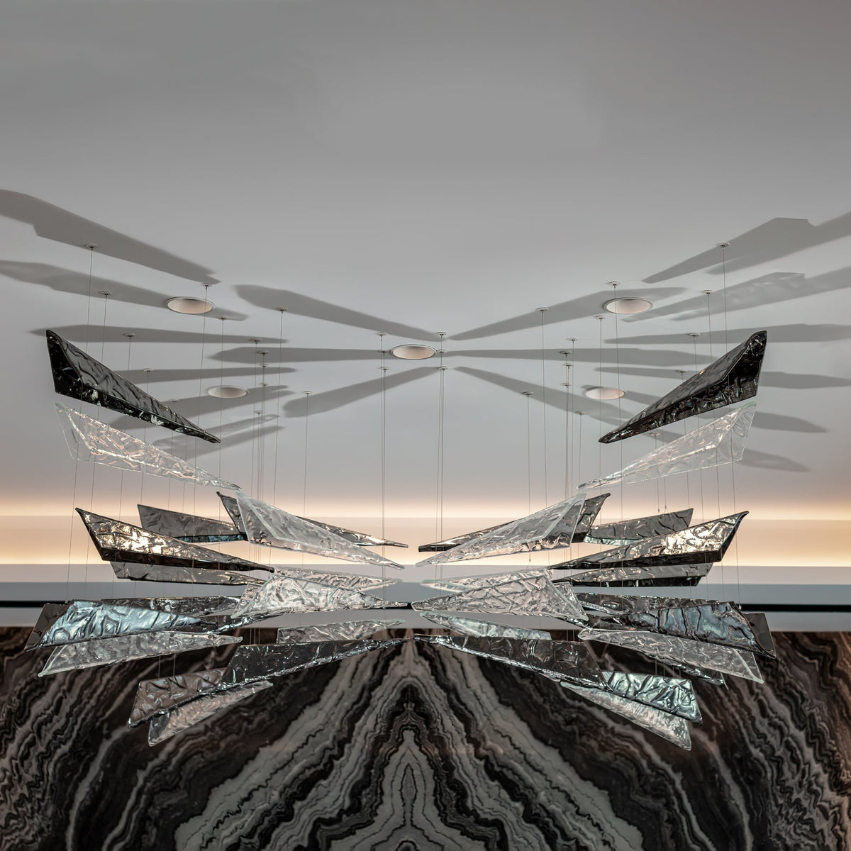 Clarene Verre Plume Forme Lustre