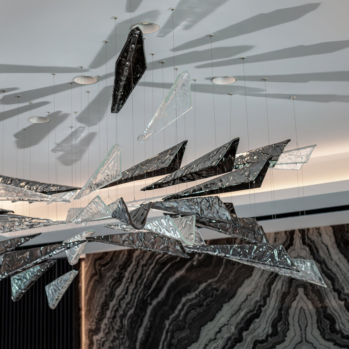Clarene Verre Plume Forme Lustre
