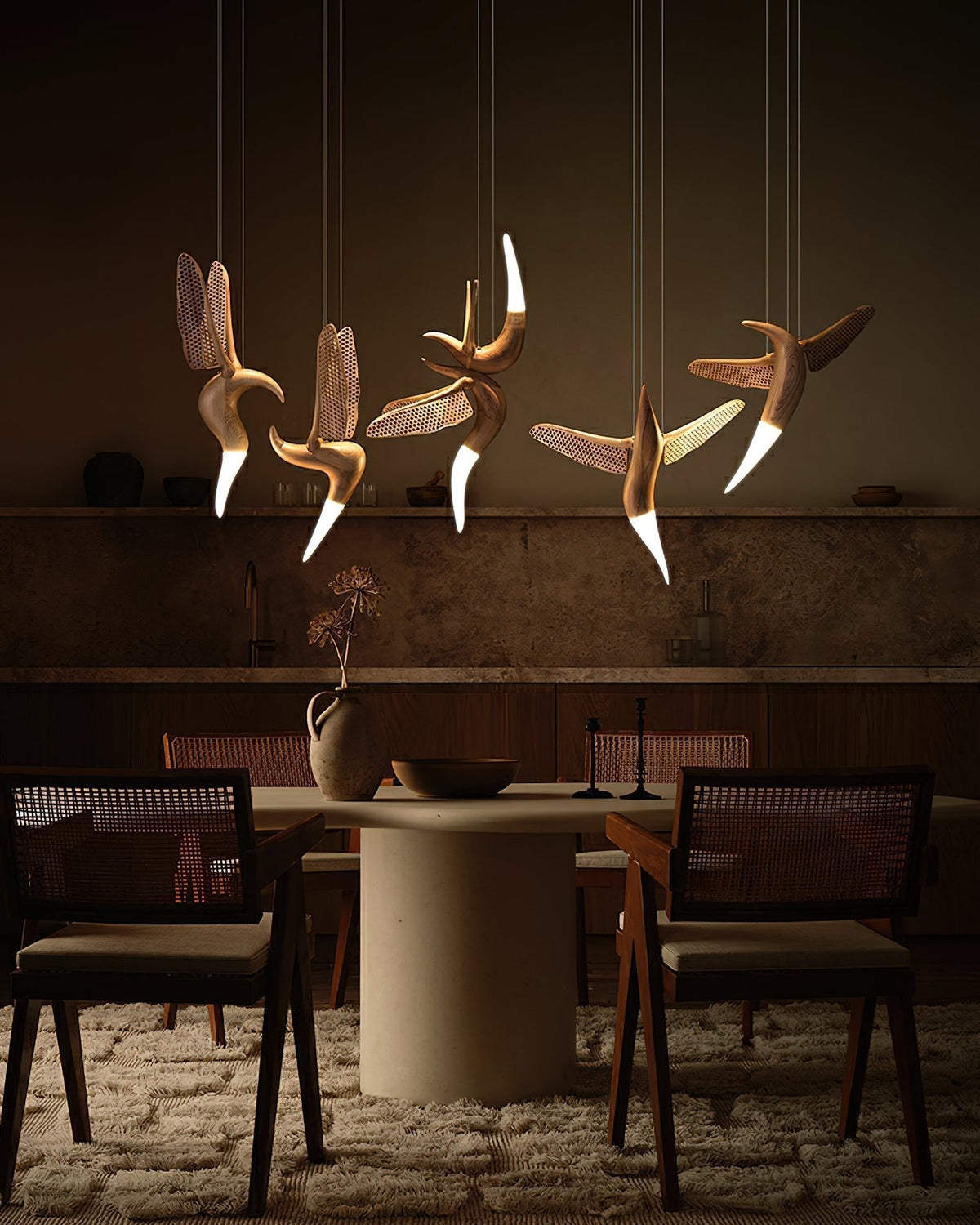 Elsilor Suspension Bois Inspirée des Oiseaux