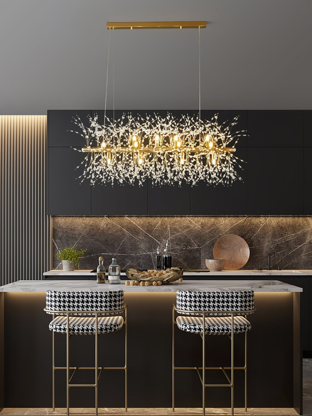 Bastiana Lustre Laiton Linéaire Cristal Branche