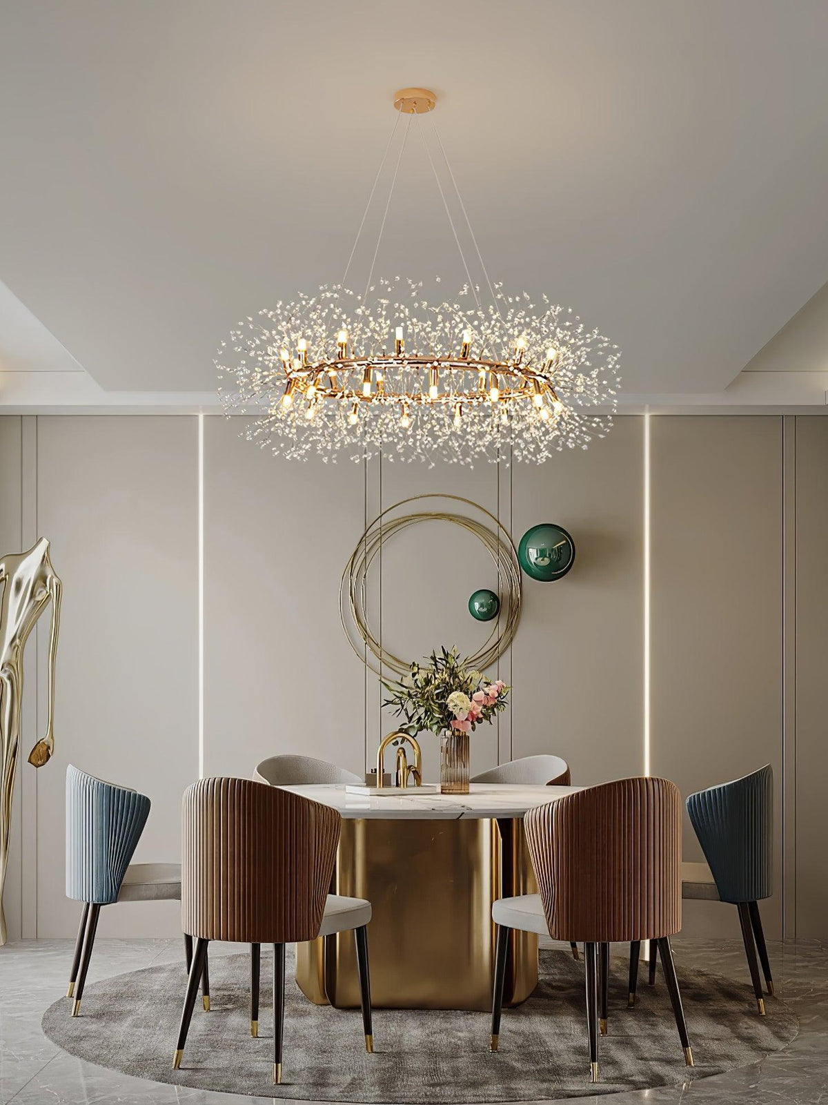 Kirelia Lustre Pissenlit Rond en Acier Inoxydable