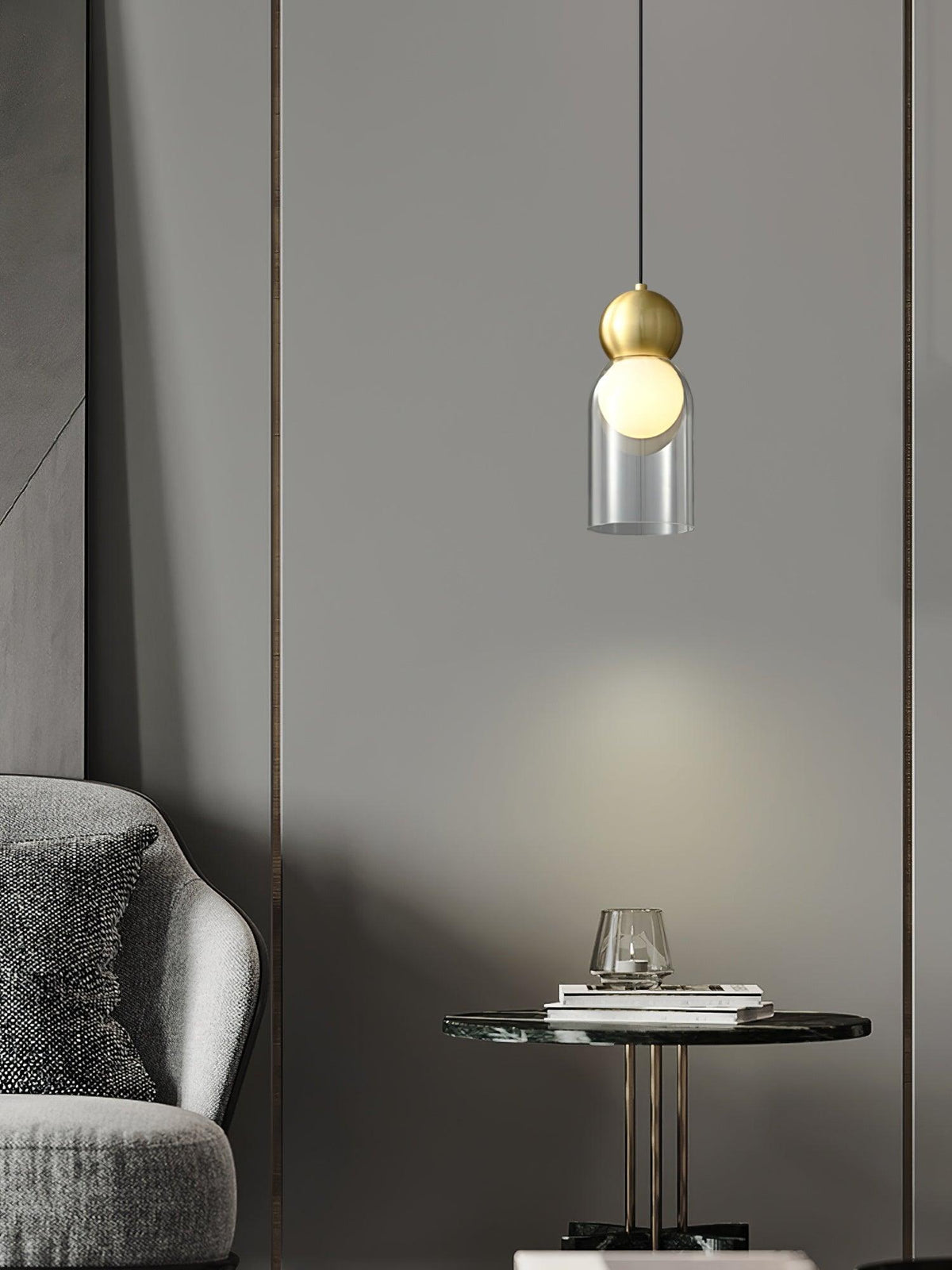Aurine Suspension en Laiton Verre Nordique Géométrique