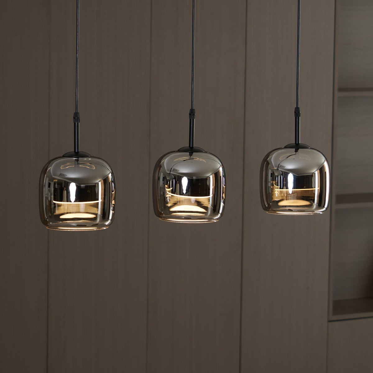 June Suspension Luminaire Design Verre Gris Fumé