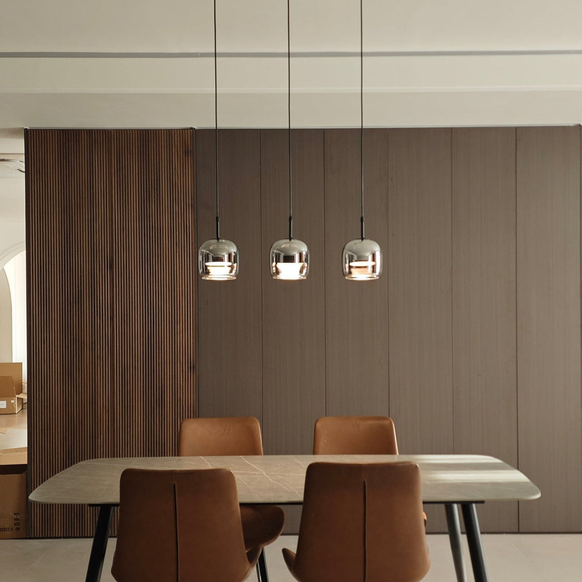 June Suspension Luminaire Design Verre Gris Fumé