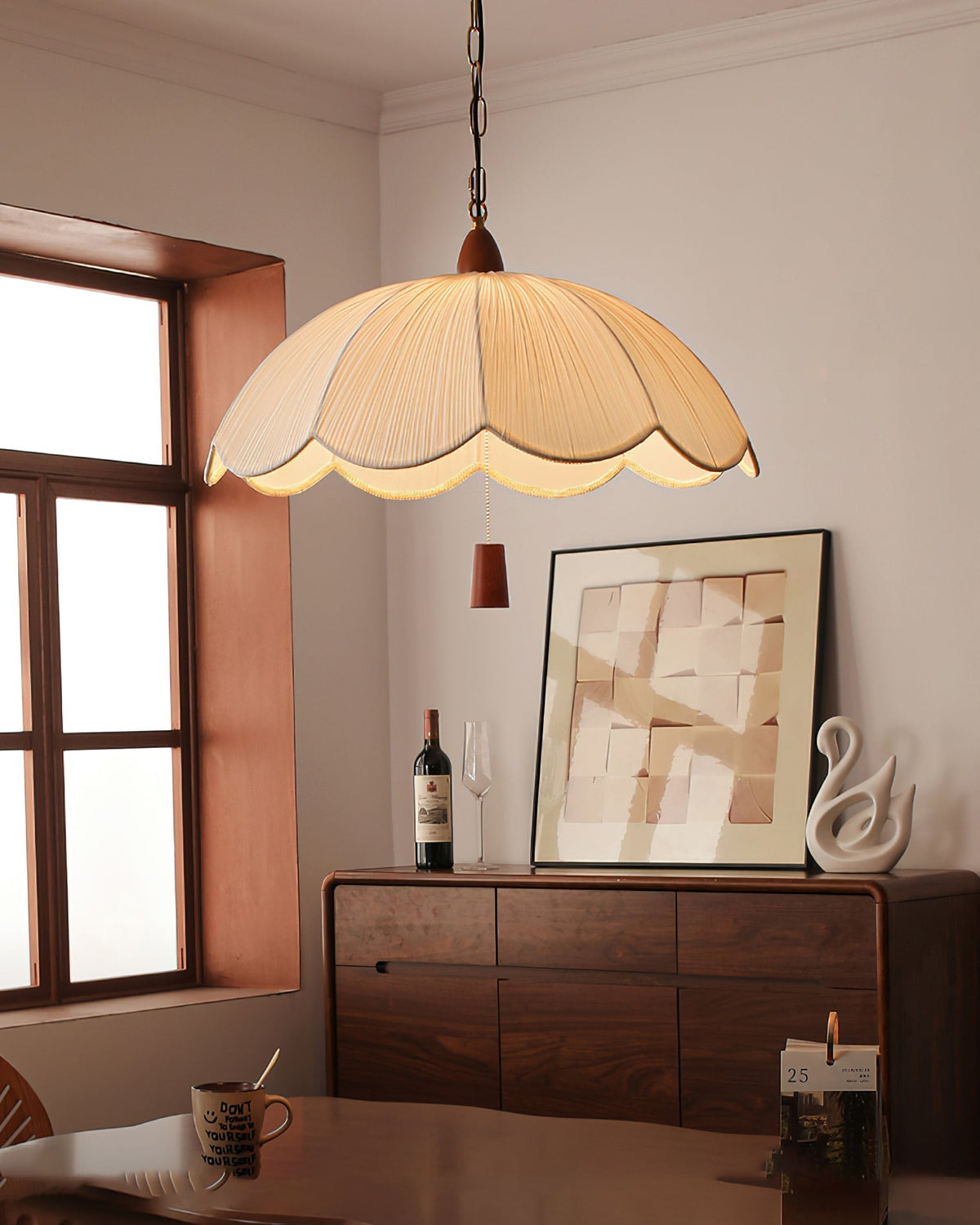 View from below the Dawson Pendant Light, showing the bulb placement.