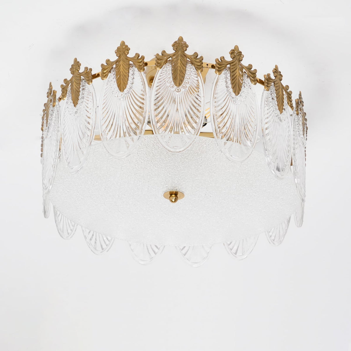 Mareris Lustre en Verre Pétales avec Cadre Doré Rond
