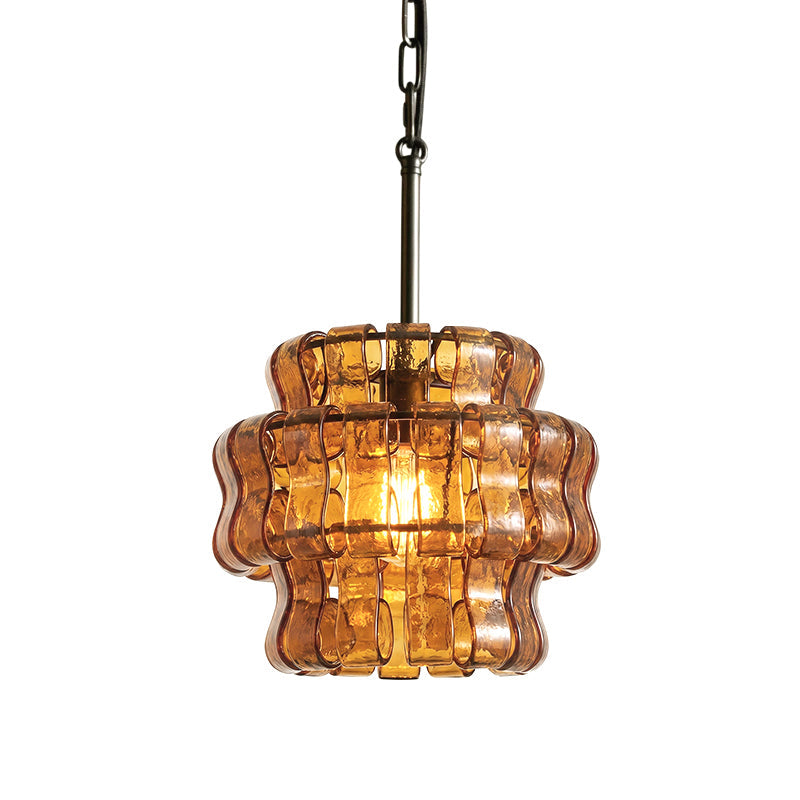 Nirsa Pendant Light in Smoky Gray, shown turned off.