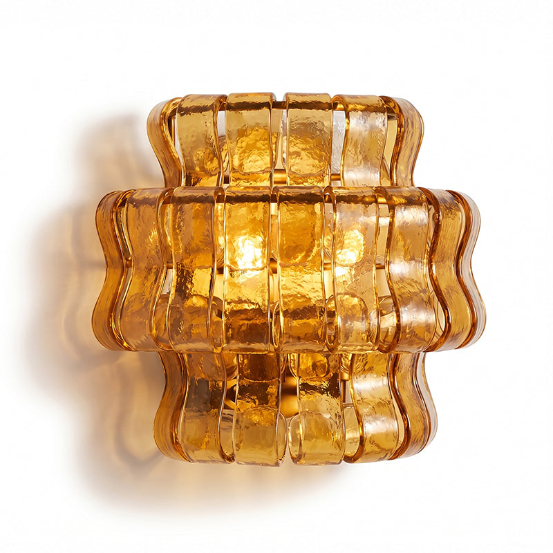 Albano Wall Lamp in green glass, viewed from the side.