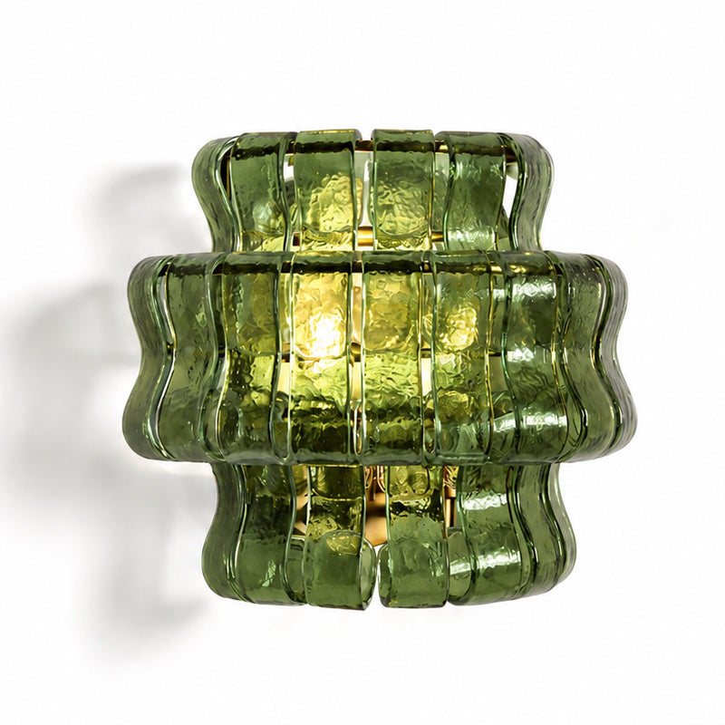 Albano Wall Lamp in gold glass, close-up on the metal details.