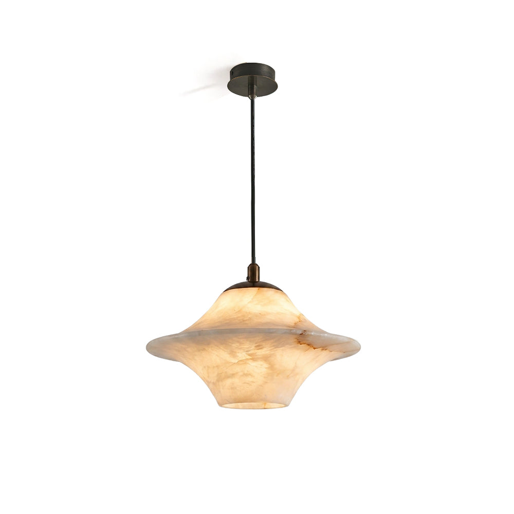 Beckett Alabaster Pendant Light with a flared shade.