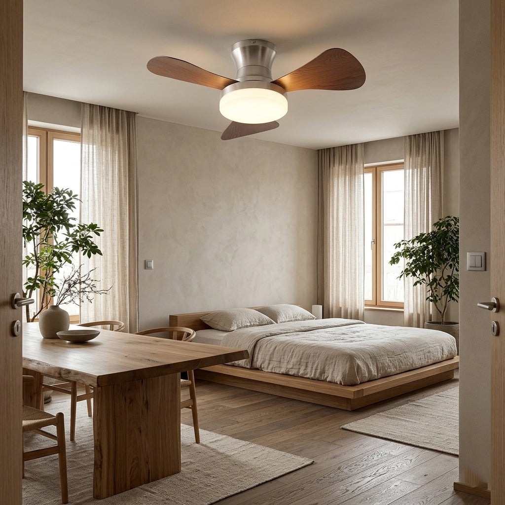 Brennan Ceiling Fan Light in brushed nickel finish against a neutral wall.