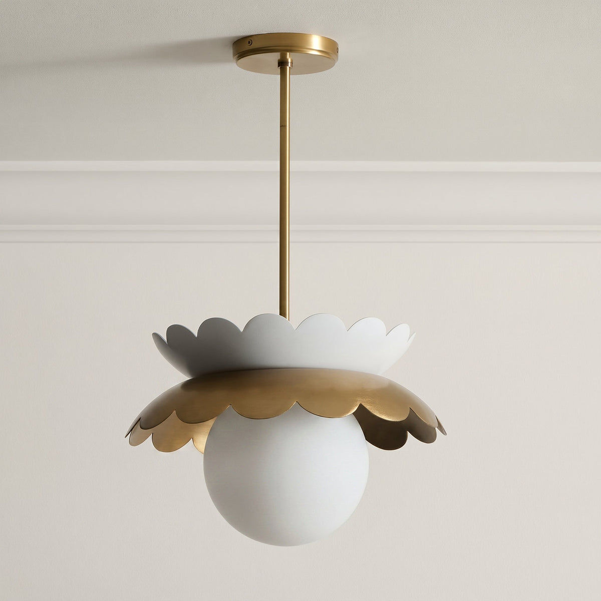Capri Globe Pendant Light displayed against a dark background to emphasize its form.