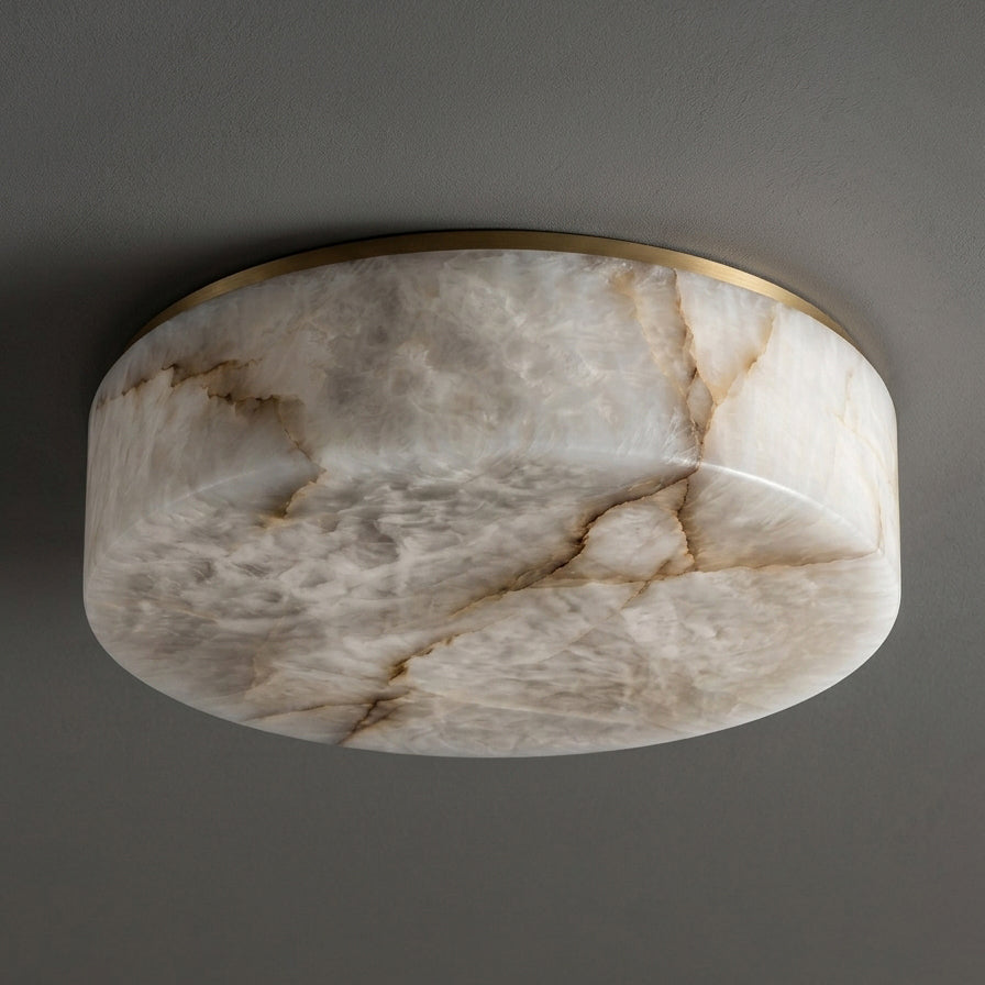 Product dimensions for the 35cm Carrara alabaster ceiling mount.