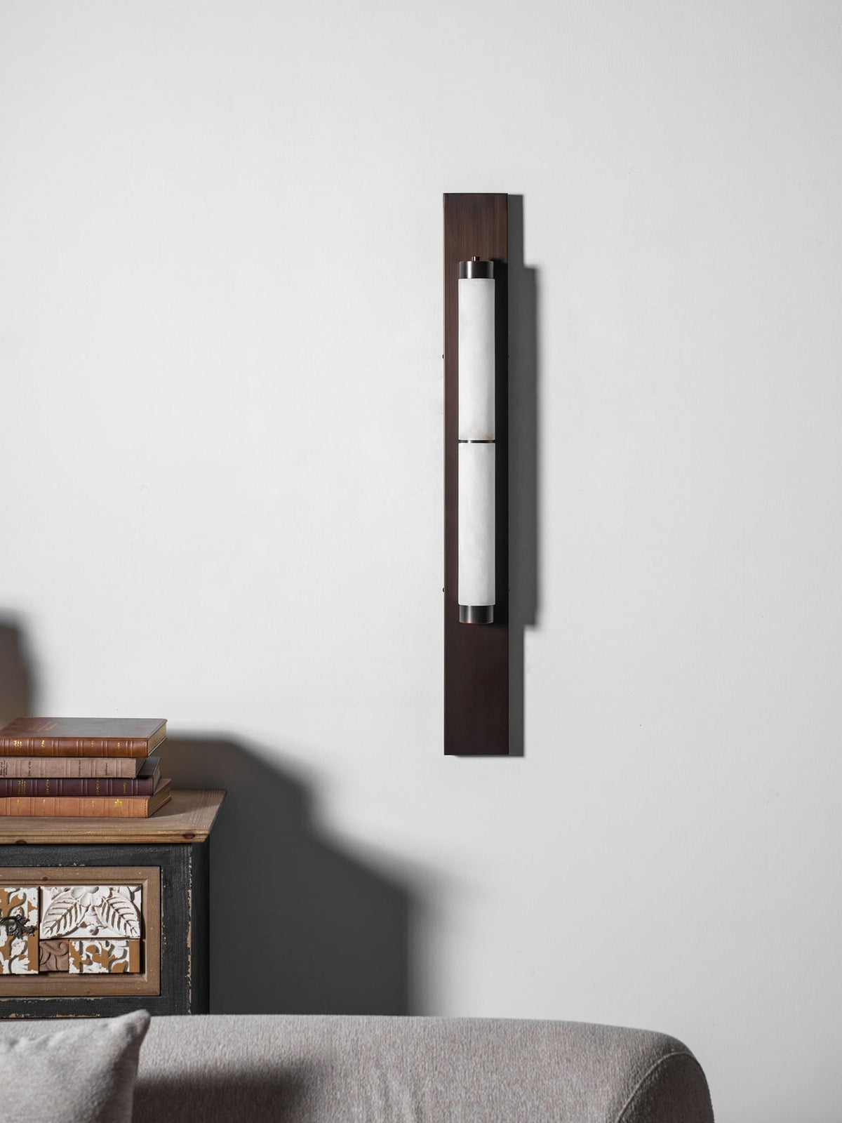 Installation view in a modern foyer.