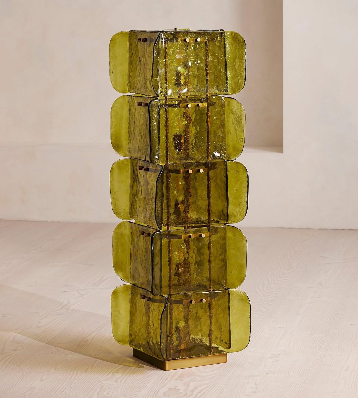 The Brutalist-inspired form of the Cubo Totem Floor Lamp.