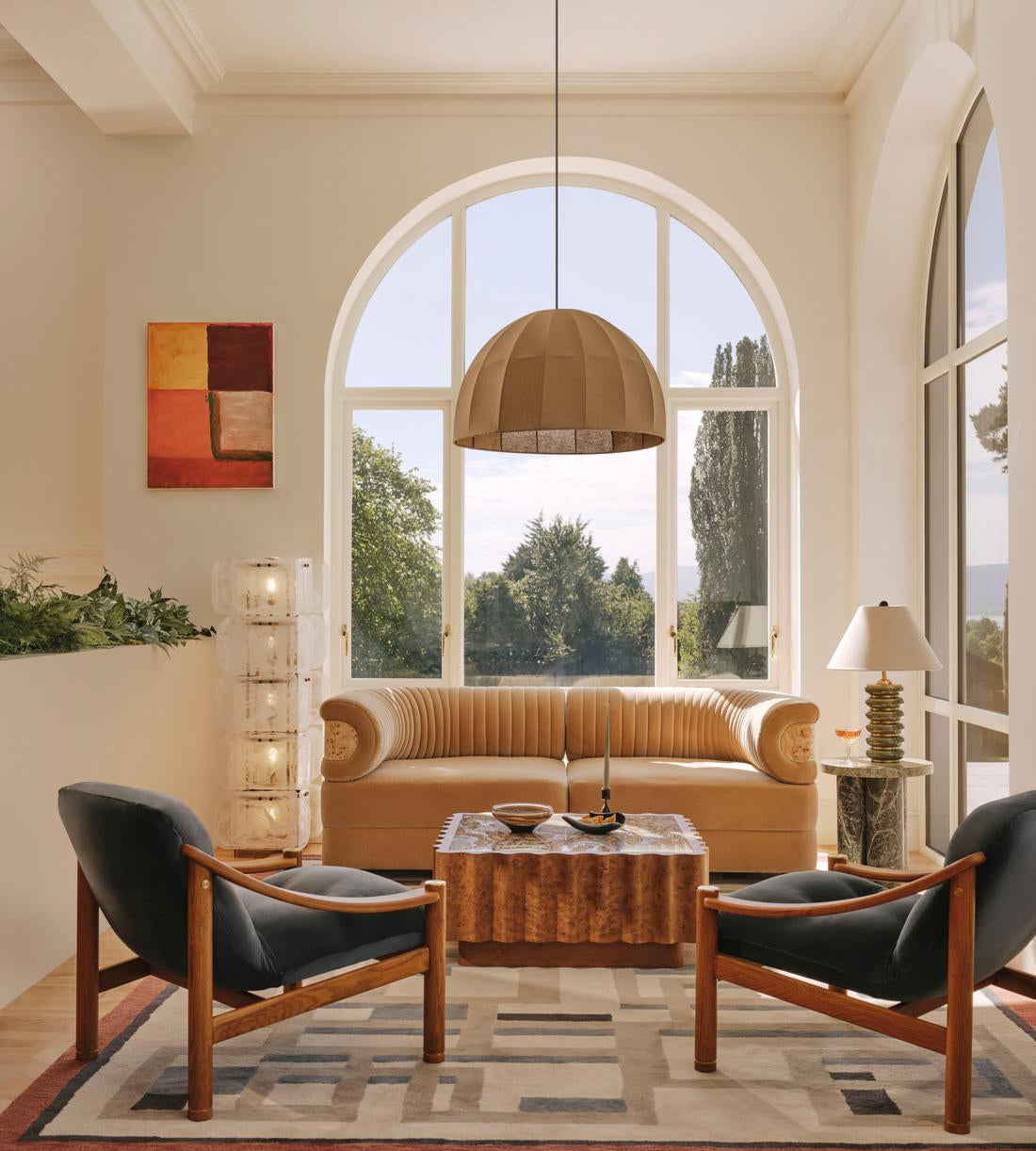 The lamp shown in a gallery-style interior.