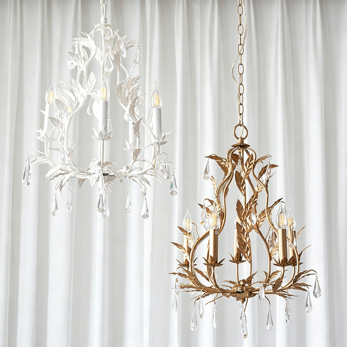 The Evie Crystal Chandelier hanging in a transitional dining room.