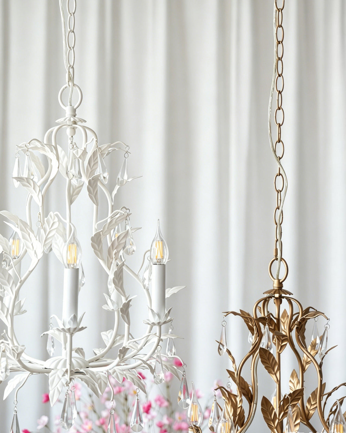 Close-up on the gold metallic tendrils and frame.