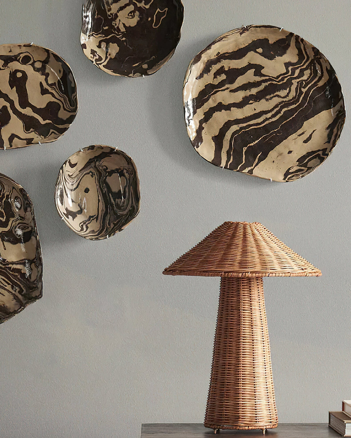 Freya Table Lamp placed on a nightstand in a coastal boho style bedroom.