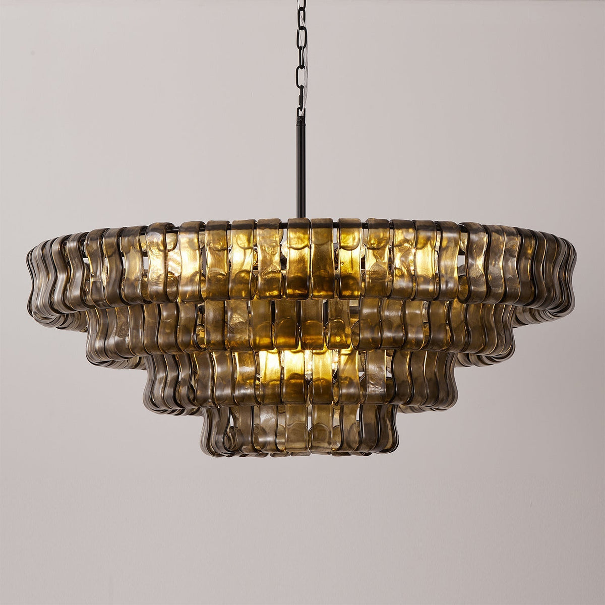 Ghiaccio Round Chandelier in Black finish, creating a bold statement.