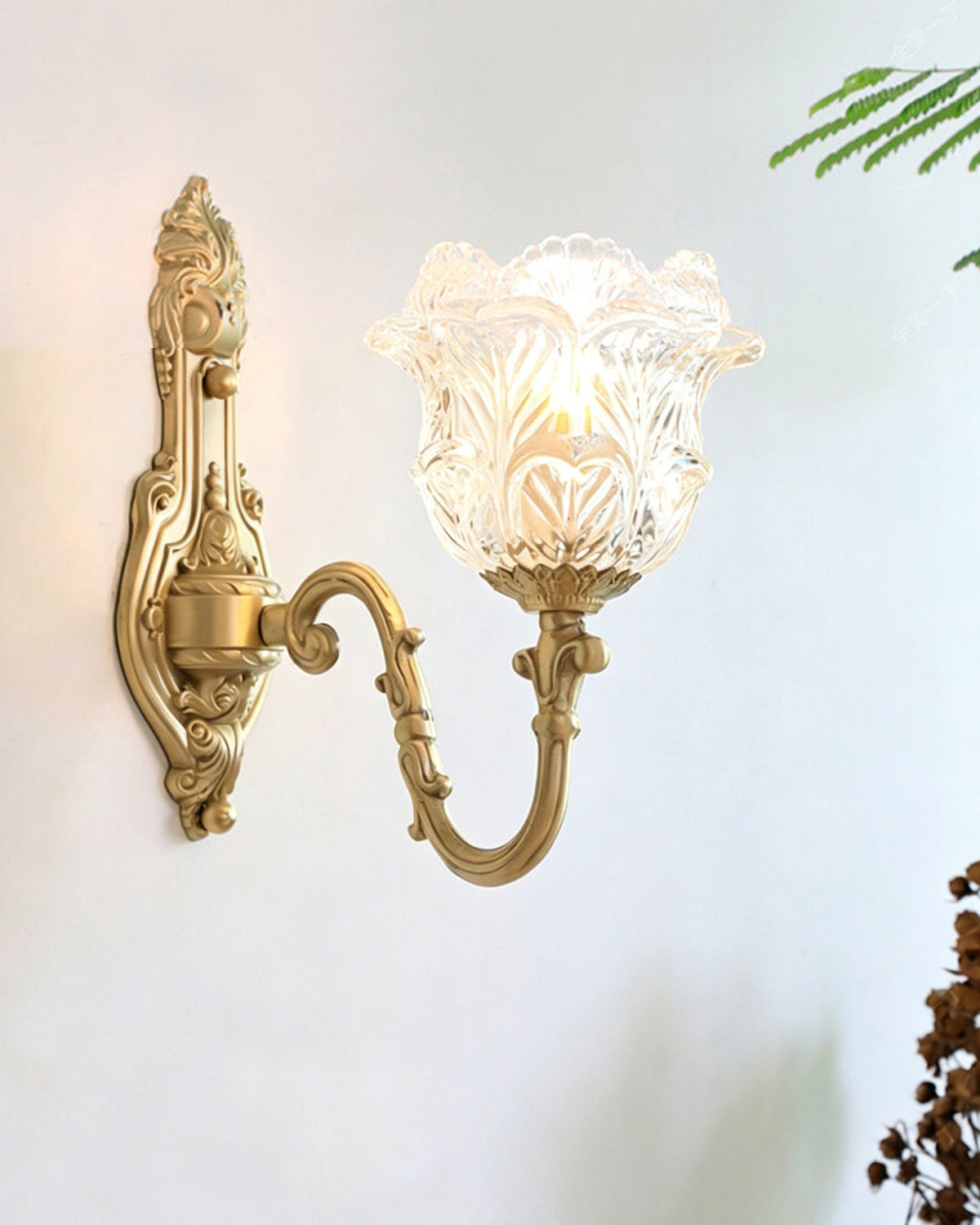 Side profile of the Gideon wall sconce showing its projection from the wall.