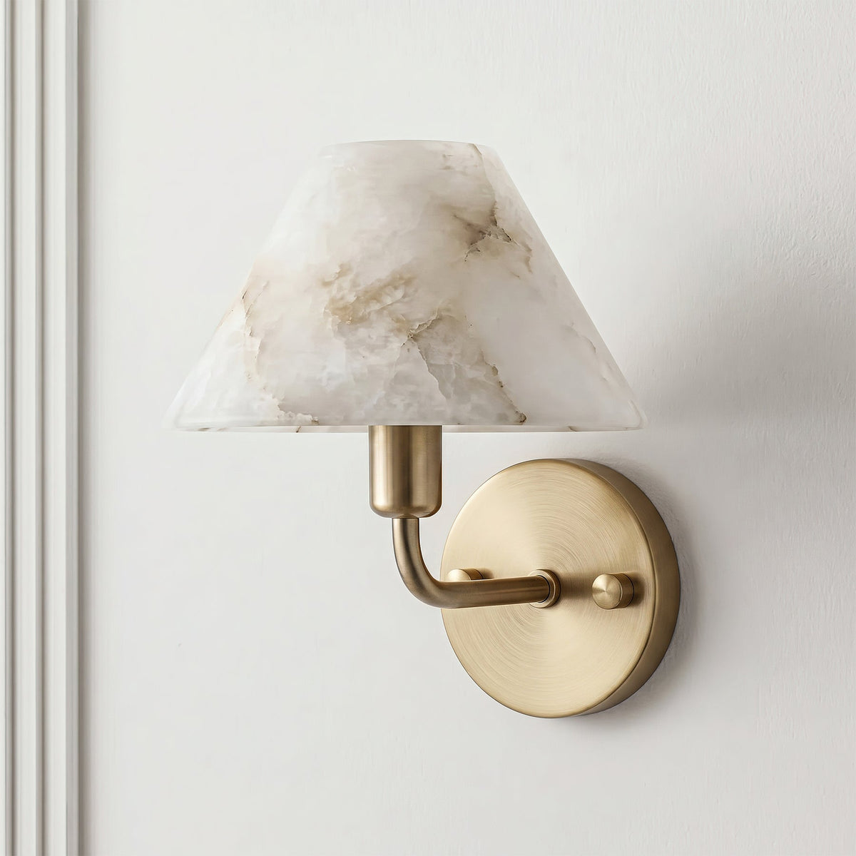 Gilda Alabaster Wall Sconce shown in the chrome finish option.