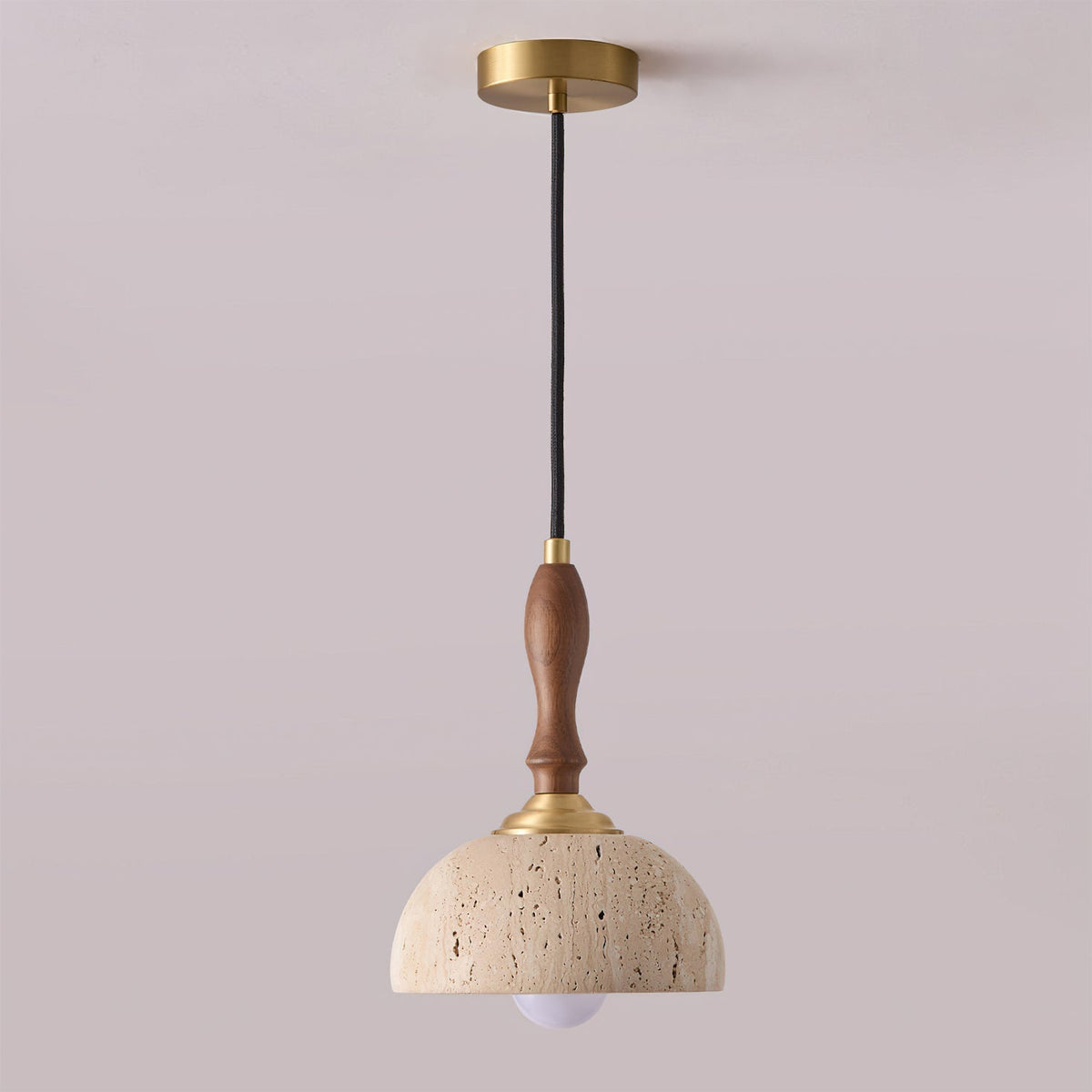 Size and dimension diagram for the 3-light Enora Travertine Pendant fixture.