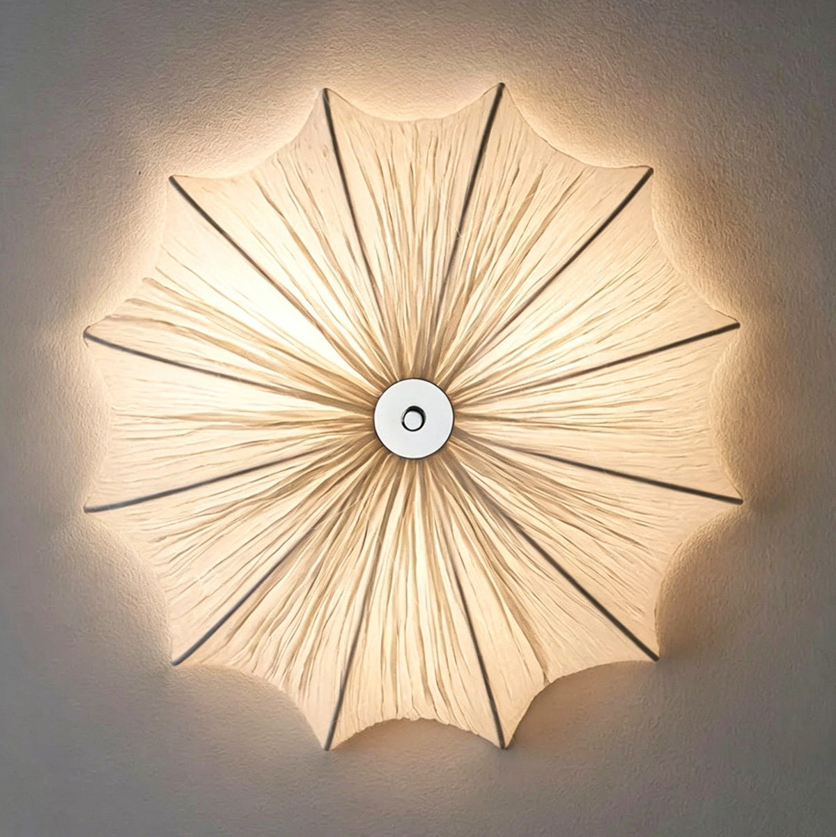 The 15.7-inch Margot Pleated Flush Mount shown for scale.