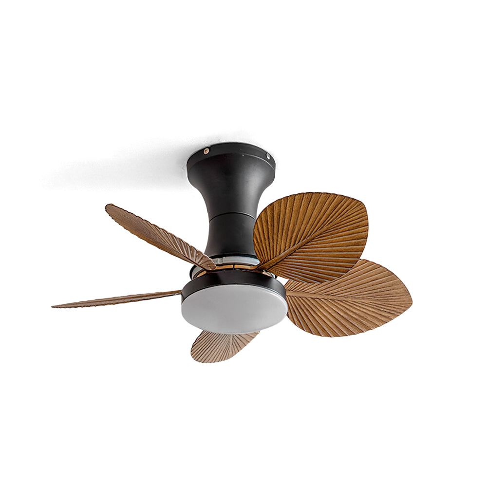 Maris Ceiling Fan Light with walnut finish and palm-inspired blades.