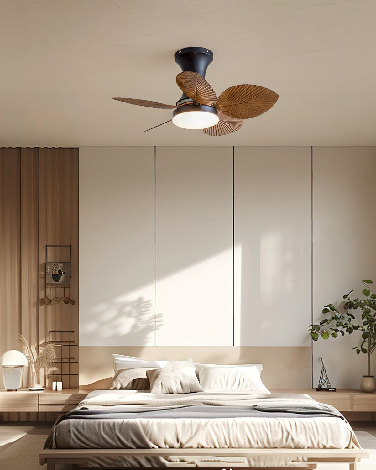 The Maris Ceiling Fan Light installed in a modern living room setting.