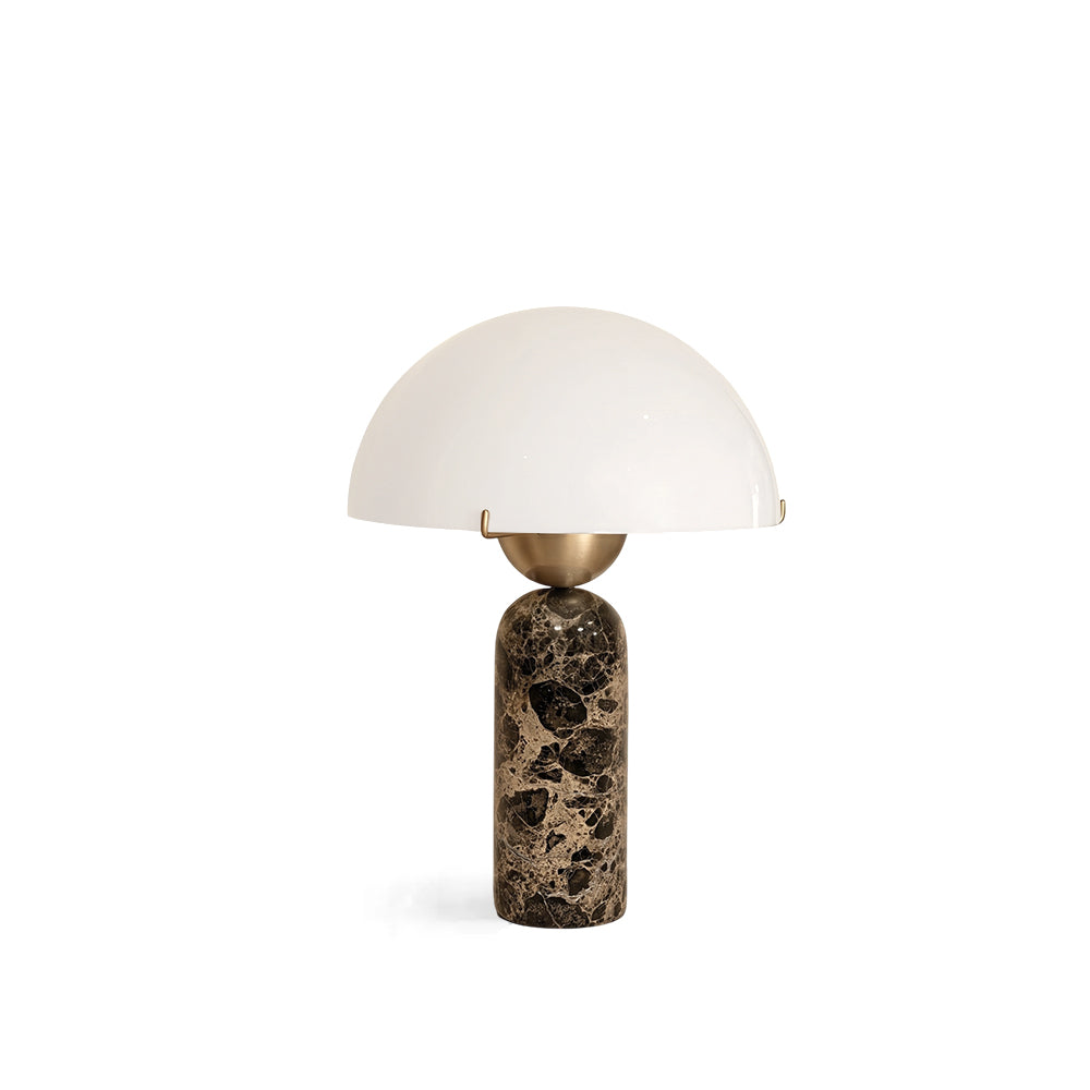 Front view of the Milano Marble Table Lamp with its geometric design.