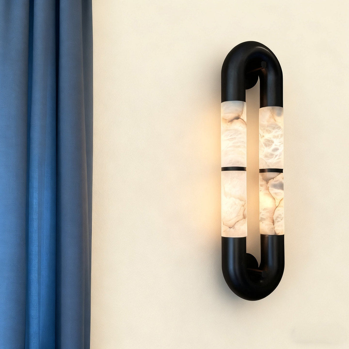 Dimensional drawing of the Mirabelle Alabaster Wall Sconce with measurements.