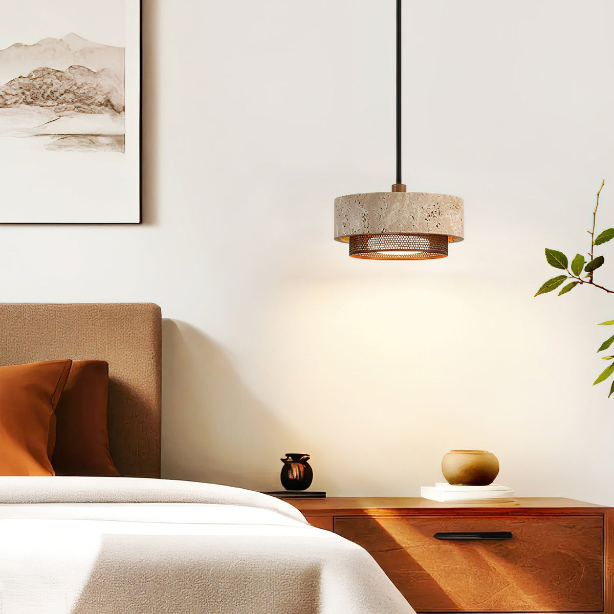 Single Nolan Pendant Light shown in a minimalist entryway.