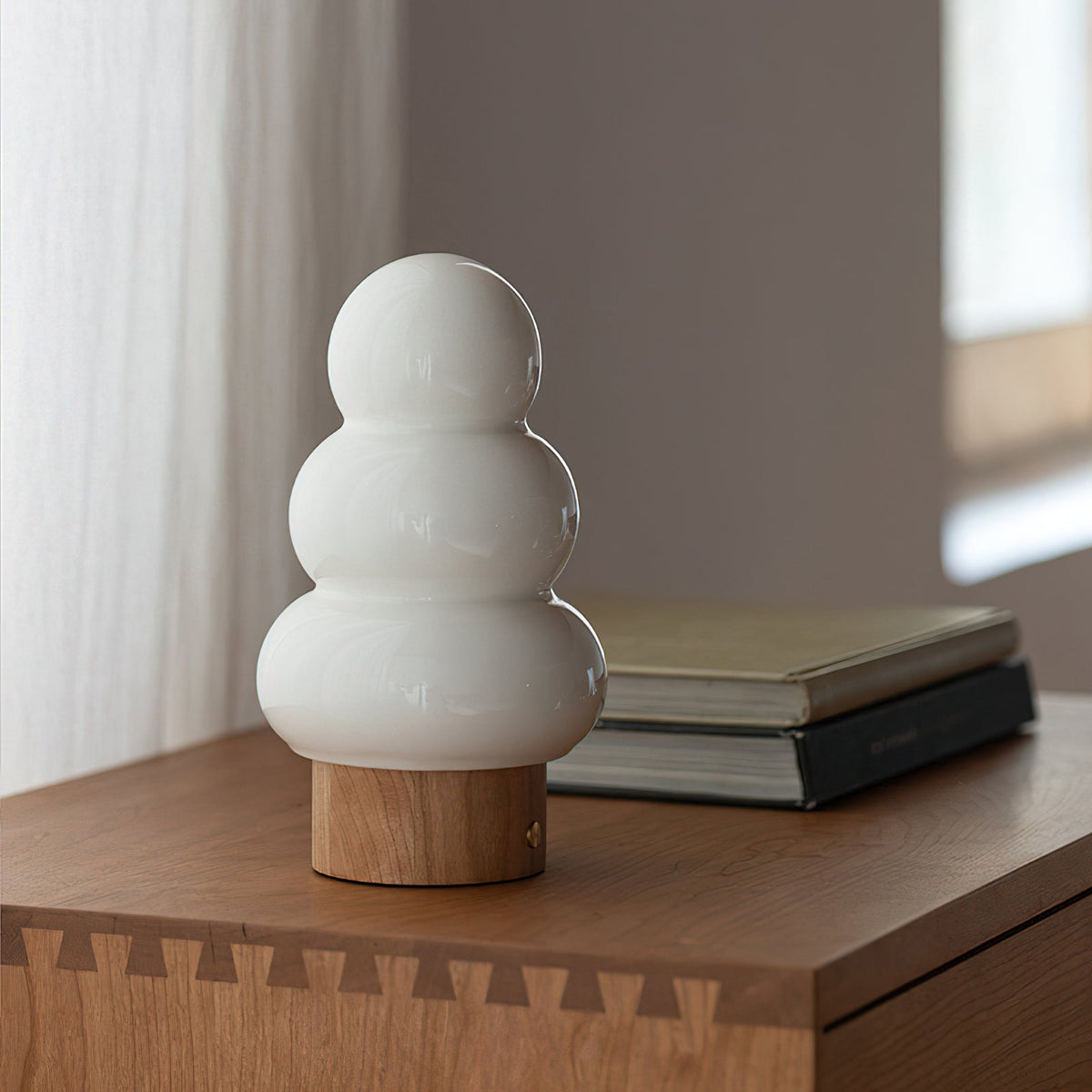 Angled view of the Orlo lamp, emphasizing its post-modern aesthetic.