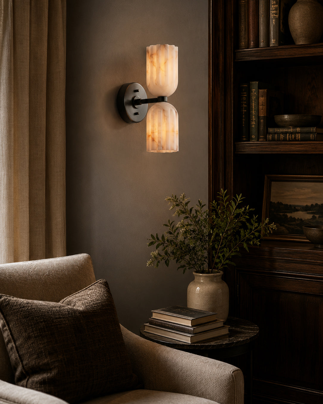 Piermont Alabaster Wall Sconce with a polished chrome finish.