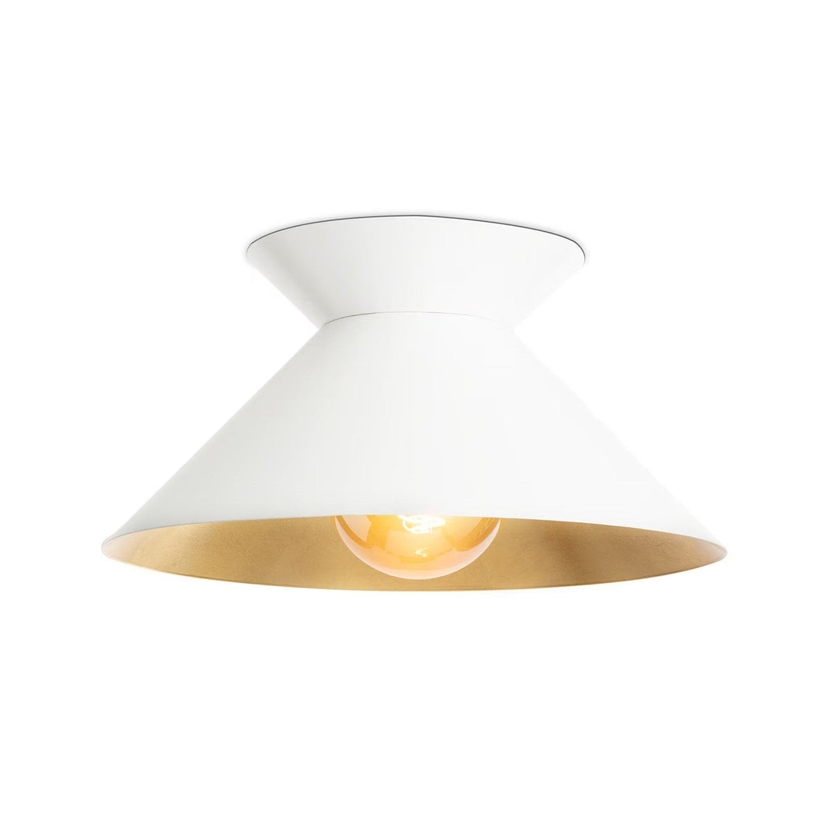 Stellan Cone Flush Mount installed on a ceiling, illuminating a modern room.