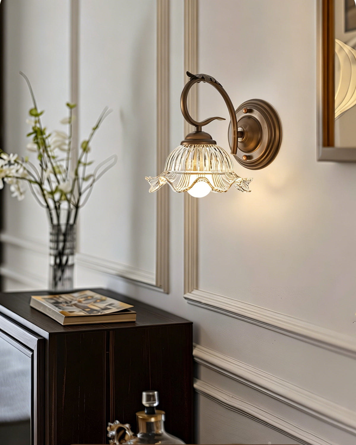Model A of the Sutton Glass Wall Sconce shown against a plain background.