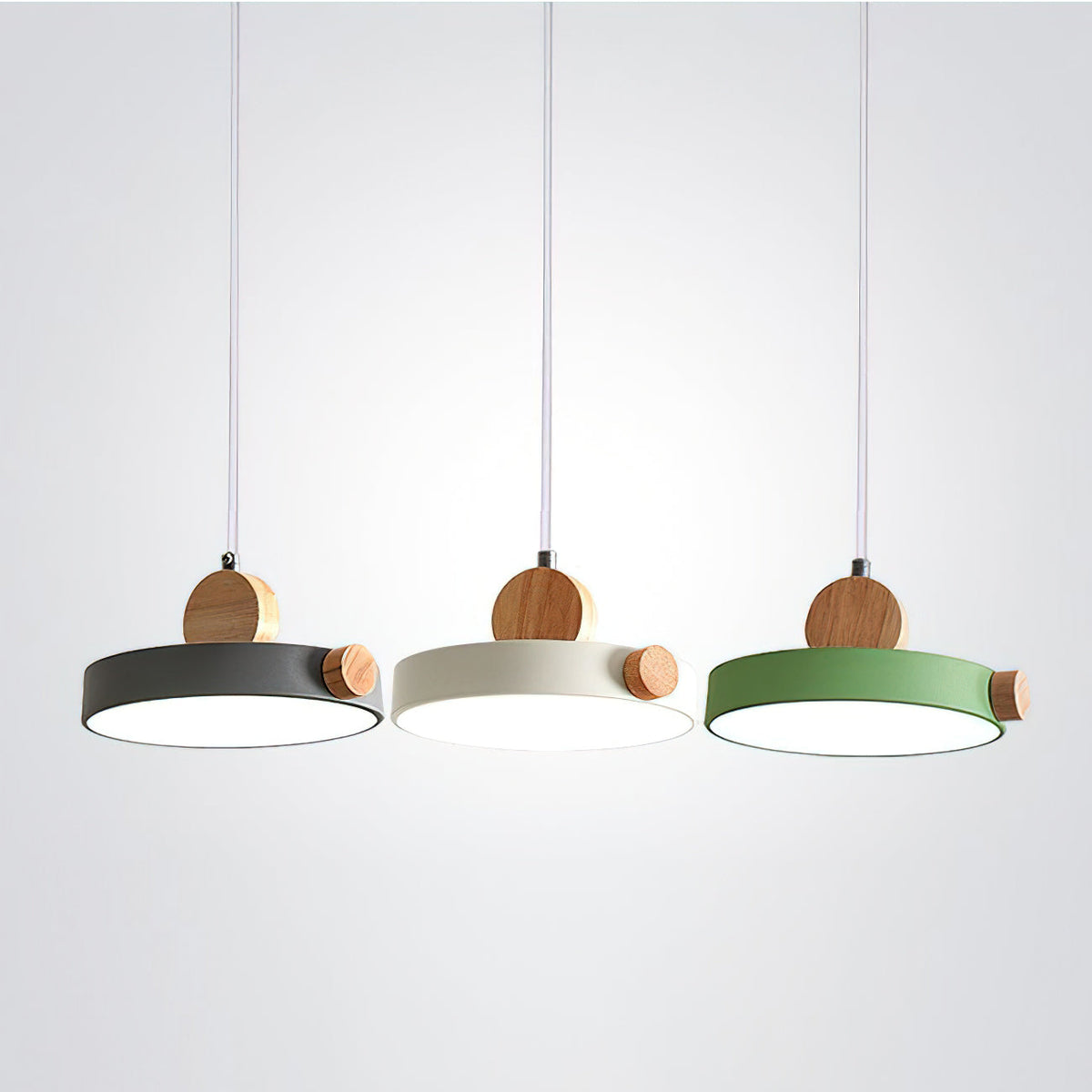 Detroit Pendant Light in natural wood color finish.