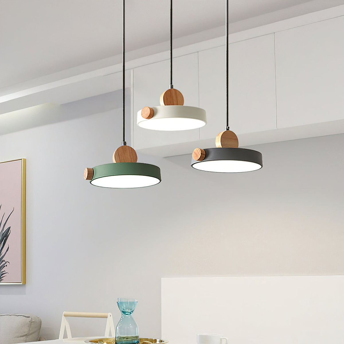 Angled view of the white Detroit Pendant Light.