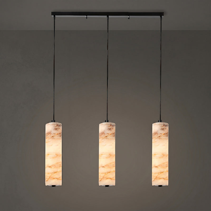 The alabaster shade unlit, highlighting its natural stone texture.