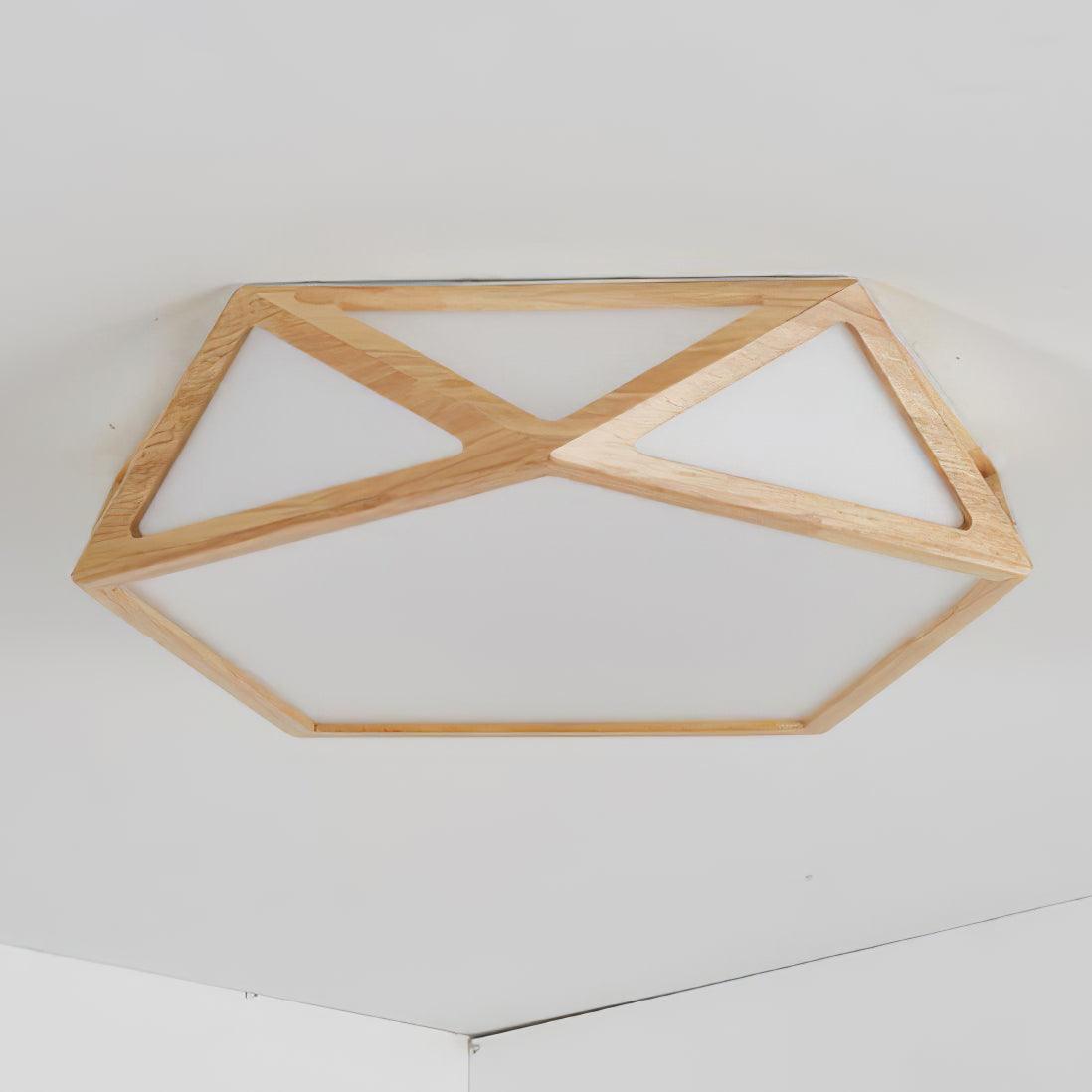 Kirelle Plafonnier en bois diamant géométrique moderne
