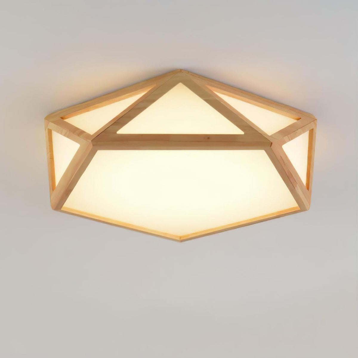 Kirelle Plafonnier en bois diamant géométrique moderne