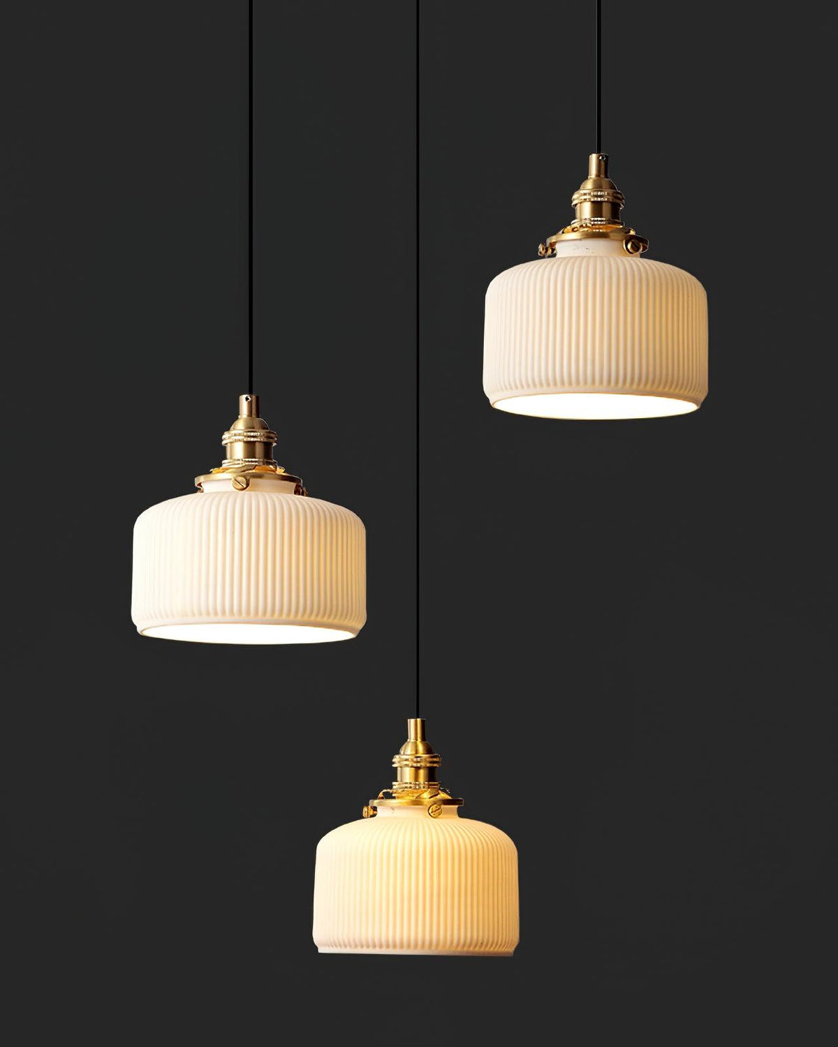 Pendant Lamp Ribbed Ceramic Shade-Neutral Decor