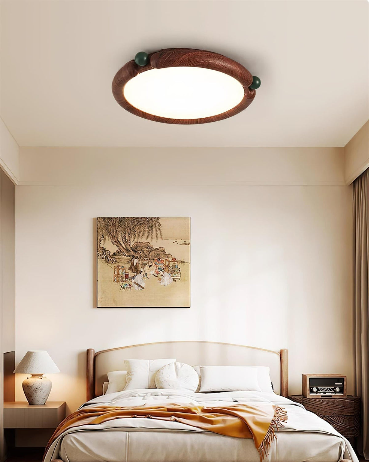 Ceiling Light Round Panel Walnut A/B Model-Neutral Decor