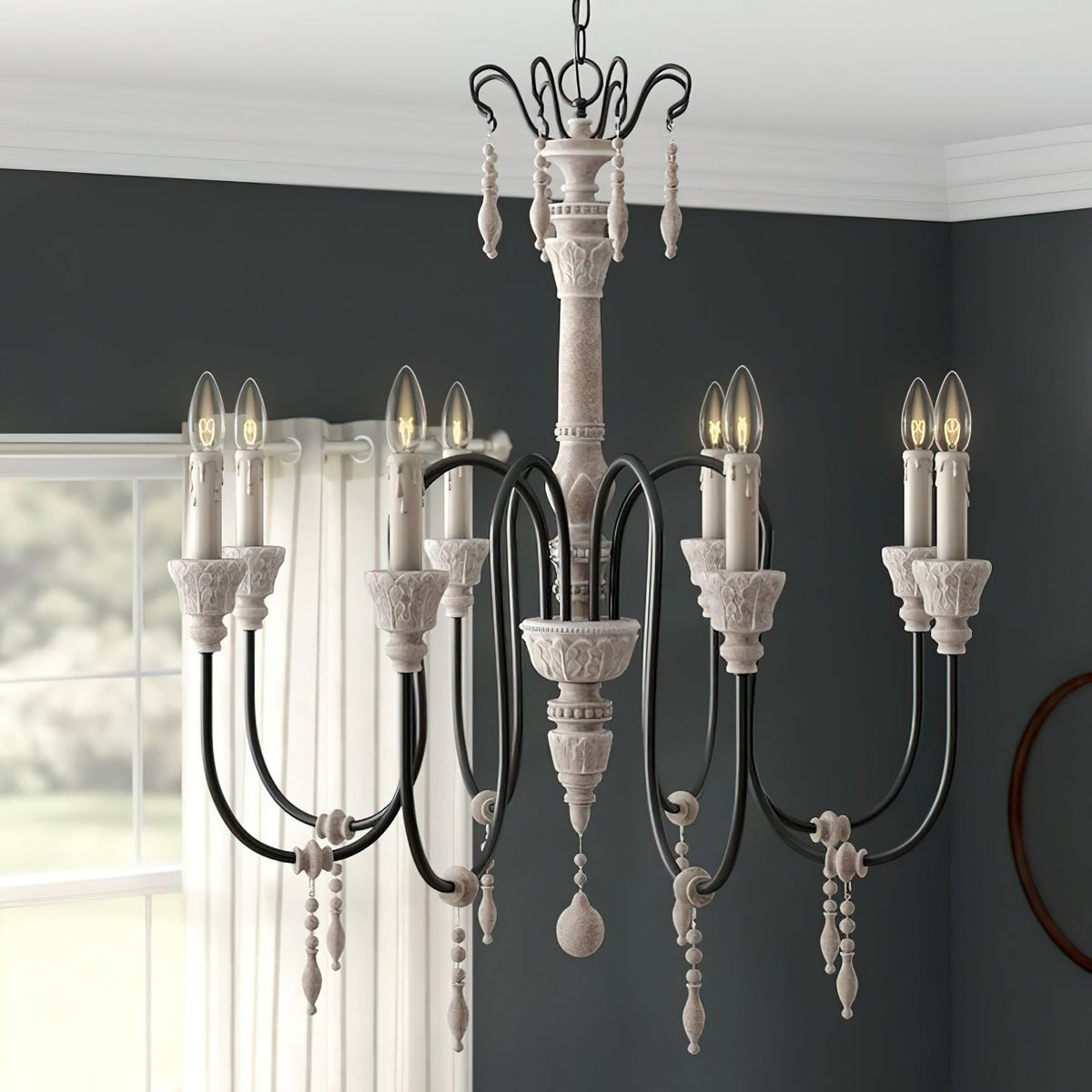 Epoch Lustre Bois Métal Luxe Postmoderne
