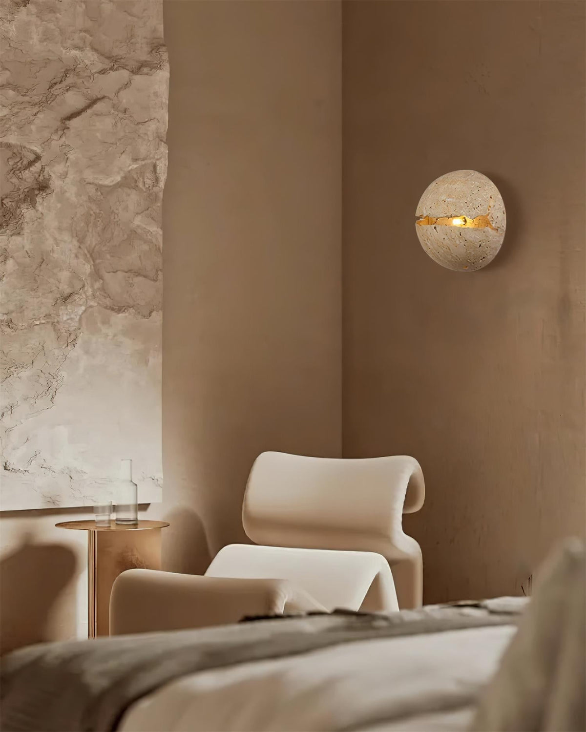 Dinosaur Egg Travertine Wall Lamp-Neutral Decor